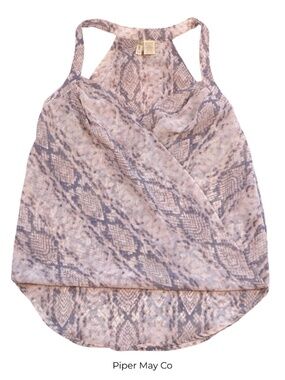 Japna Snake Print Halter Top XS Flowy High Low Boho Chic